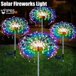 60-led solar fireworks lights – outdoor waterproof garden decor, 8 modes + remote control