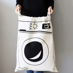 large cotton and linen laundry bag clothes and toys storage bag printed fabric drawstring duffle organizer