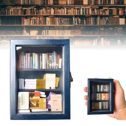 wooden pocket miniature bookshelf – tiny book library ornament for desk shelf and home decoration