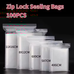 100pcs small transparent ziplock bags – reclosable clear plastic storage bags