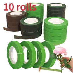 green floral stem tape – self-adhesive bouquet wrapping tape for flower arrangements (1–10 rolls)
