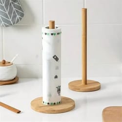 wooden freestanding paper towel holder – kitchen & dining room tissue roll dispenser