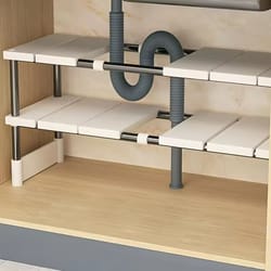 adjustable under sink storage rack for kitchen and bathroom