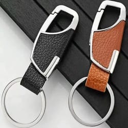 personalized leather splicing waist hanging car keychain for men