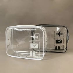 tsa-approved quart size clear toiletry bag leak-proof transparent travel makeup bag