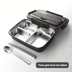 leak proof stainless steel lunch box – durable 3 or 4 compartment bento container for students and office use