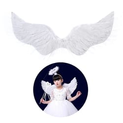 white angel feather wings with elastic straps for kids party and cosplay