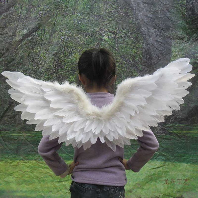 White Angel Feather Wings With Elastic Straps For Kids Party And Cosplay 4