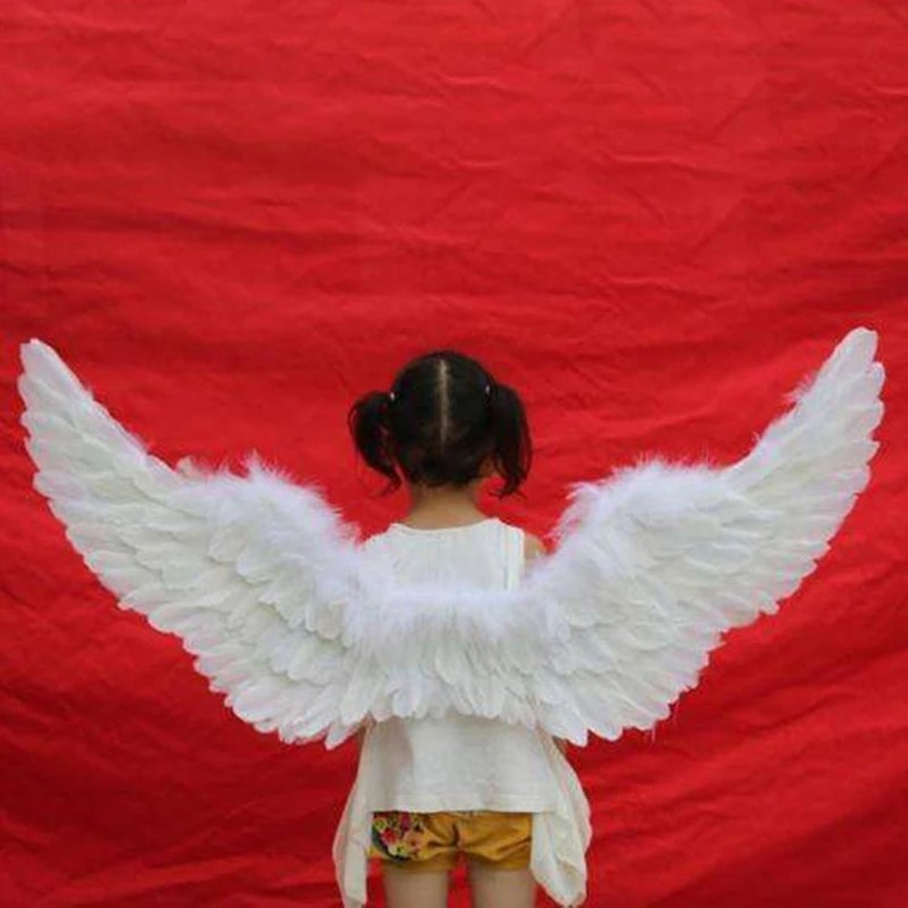 White Angel Feather Wings With Elastic Straps For Kids Party And Cosplay 8