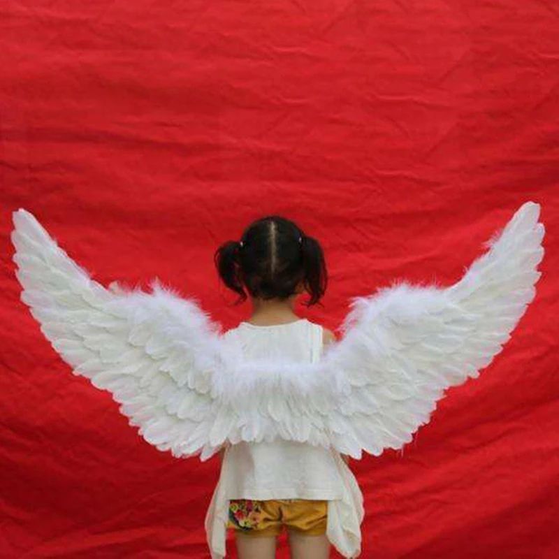 White Angel Feather Wings With Elastic Straps For Kids Party And Cosplay 8