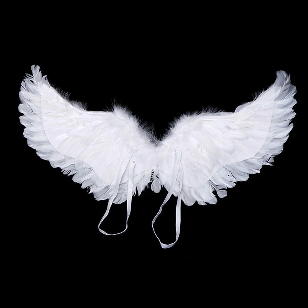 White Angel Feather Wings With Elastic Straps For Kids Party And Cosplay 11