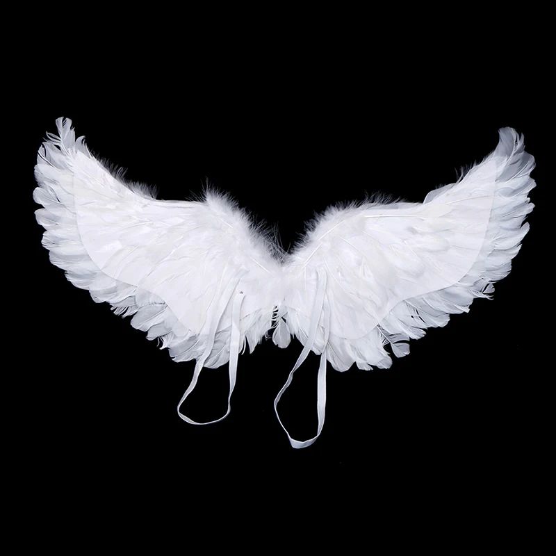 White Angel Feather Wings With Elastic Straps For Kids Party And Cosplay 11