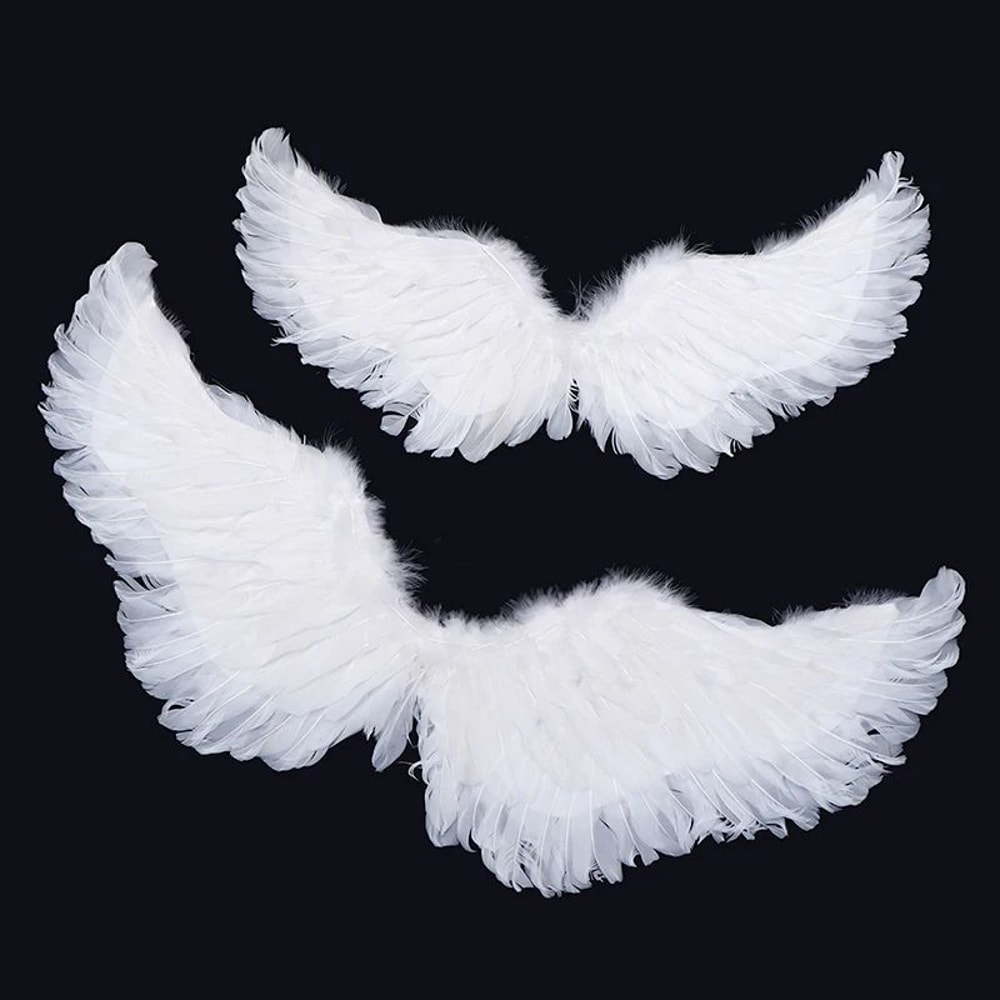 White Angel Feather Wings With Elastic Straps For Kids Party And Cosplay 12
