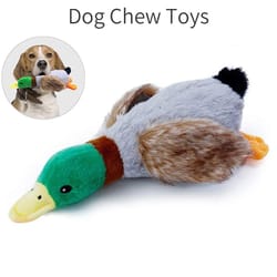 plush duck dog toy squeaky chew toy with rope for teeth cleaning