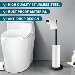 stainless steel floor-mounted paper towel & toilet paper holder – single pole bathroom & kitchen standing storage rack