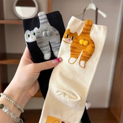 cartoon cat egg couple cotton socks