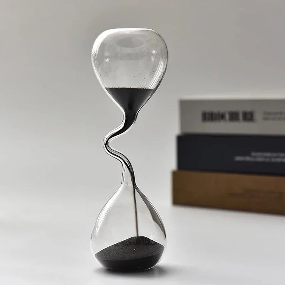 Modern Black Glass Hourglass Decor 0