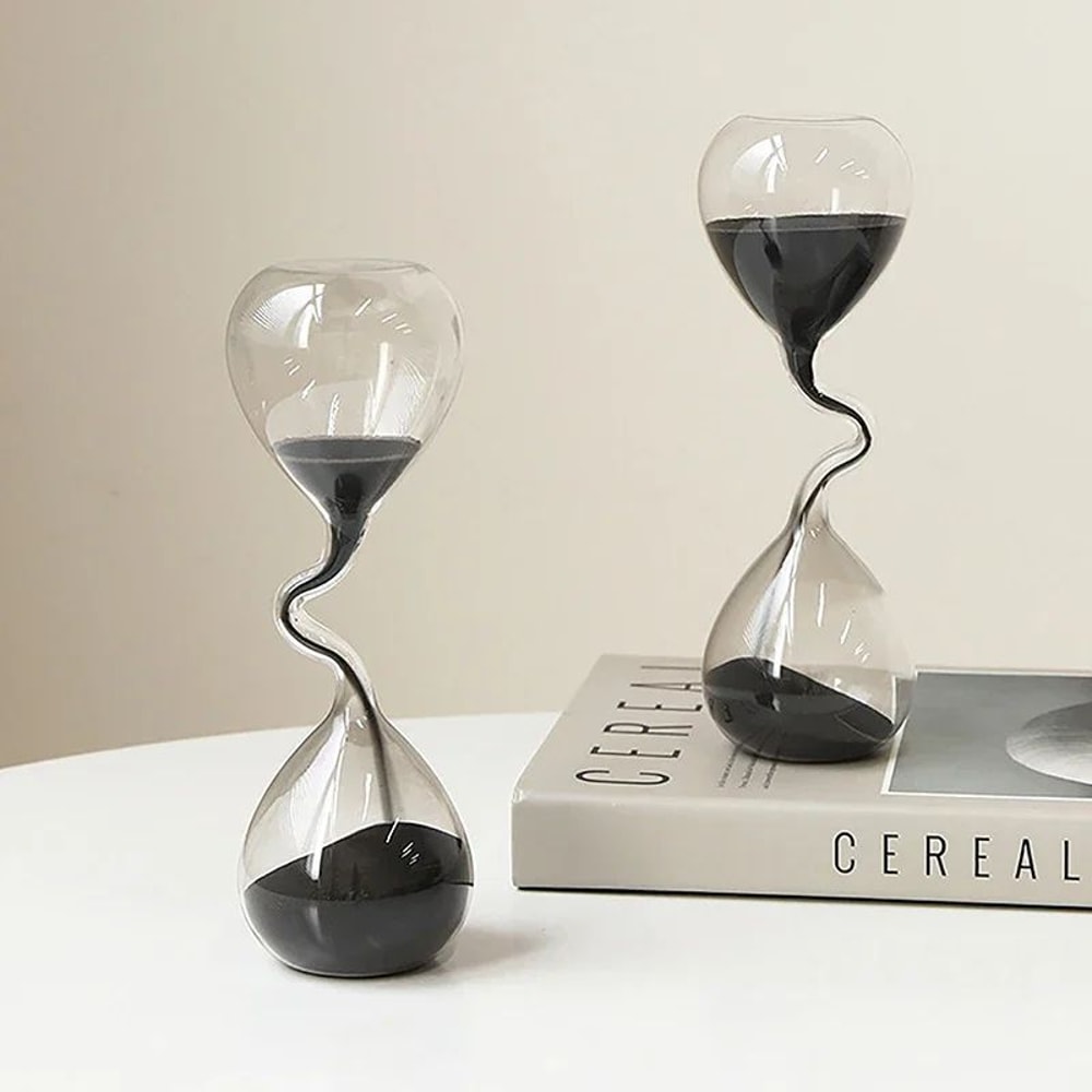 Modern Black Glass Hourglass Decor 2