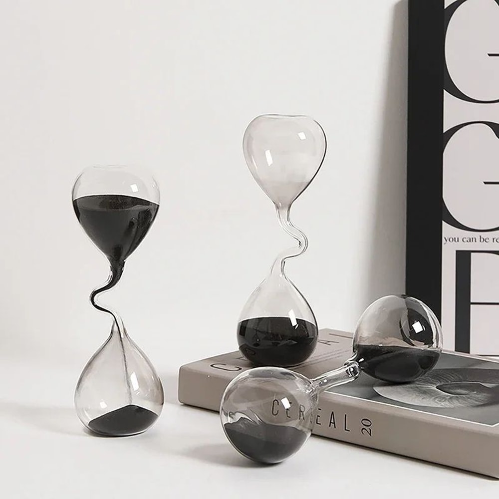 Modern Black Glass Hourglass Decor 3