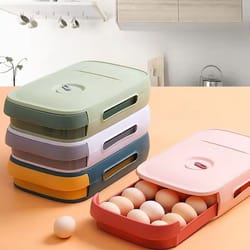 space-saver rolling egg organizer - large capacity stackable fridge storage box