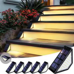 solarglow fence & deck lighting set - outdoor waterproof solar deck lights