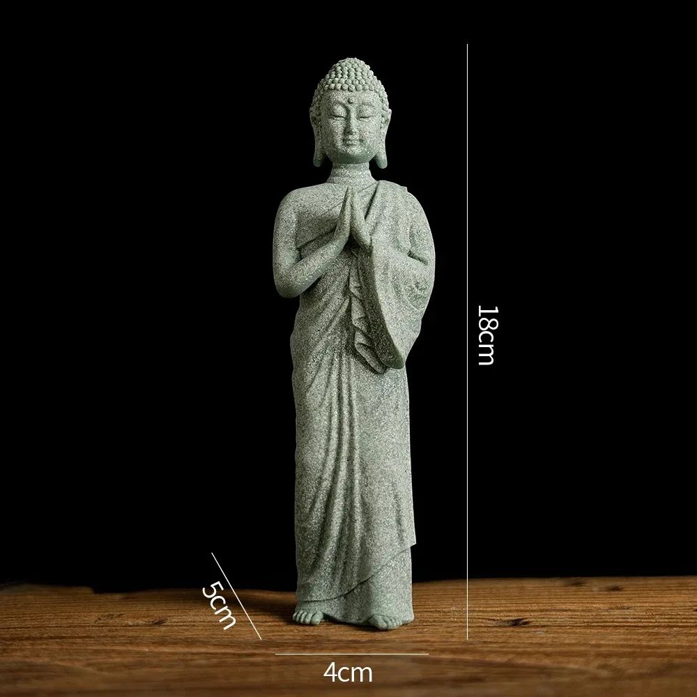 ZenSerenity Mini Buddha Aquarium Statue Green Sandstone Zen Fish Tank Decor 6
