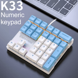 apayado k33 mini numeric keyboard 33 key rgb mechanical keypad for finance accounting