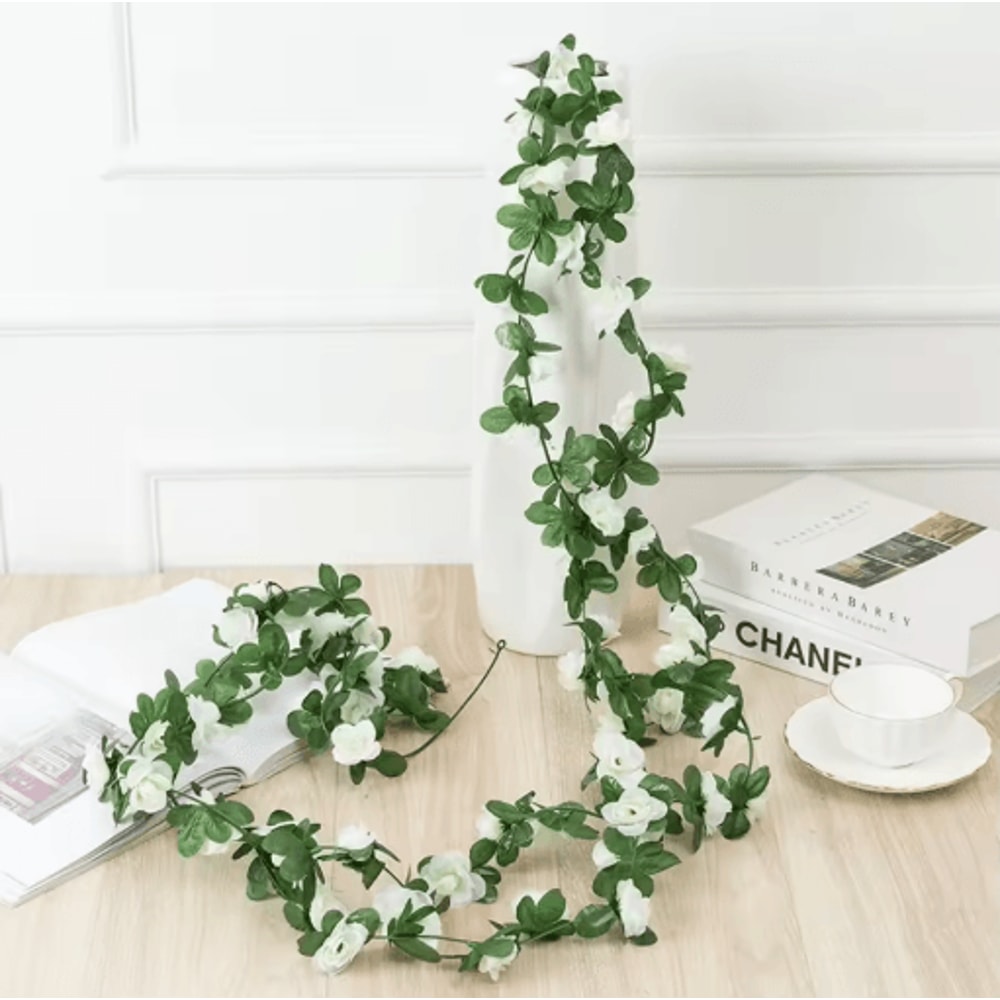 Artificial Rose Flower Vine 250cm Decorative Fake Floral Rattan For Home Wedding And Garden 3