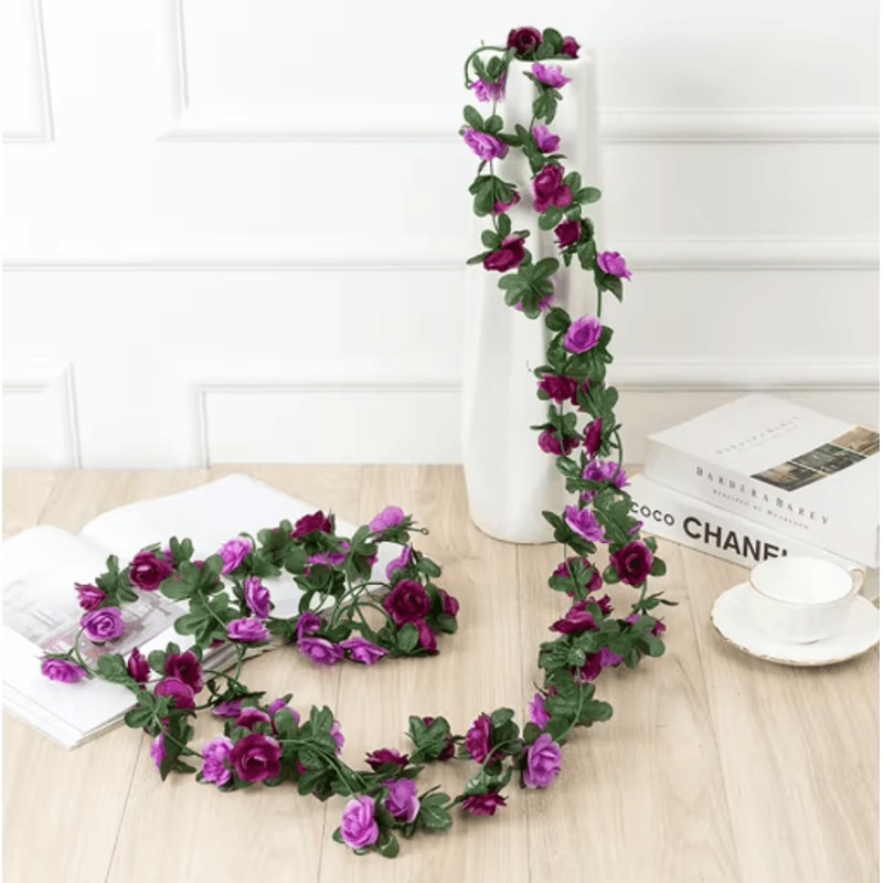 Artificial Rose Flower Vine 250cm Decorative Fake Floral Rattan For Home Wedding And Garden 4