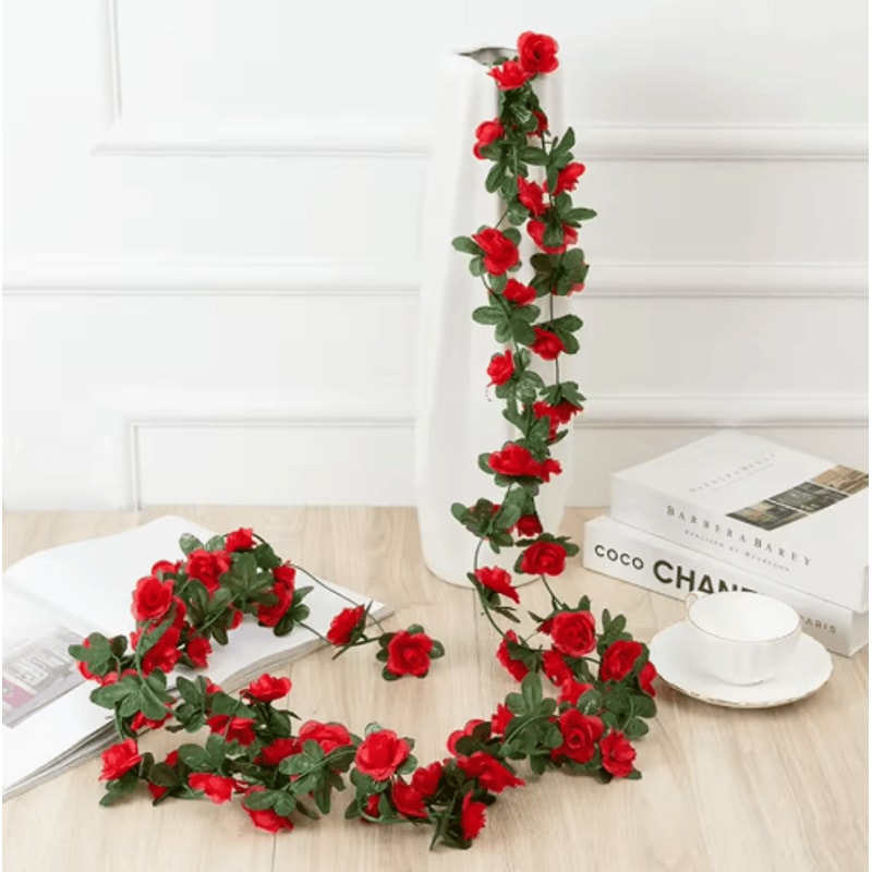 Artificial Rose Flower Vine 250cm Decorative Fake Floral Rattan For Home Wedding And Garden 13