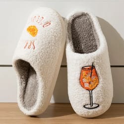 aperol spritz cozy fluffy slippers for women fun home party gift