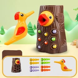montessori woodpecker feeding game magnetic toy