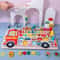 Montessori Wooden Fire Truck Busy Board Math Fishing Learning Toy 15