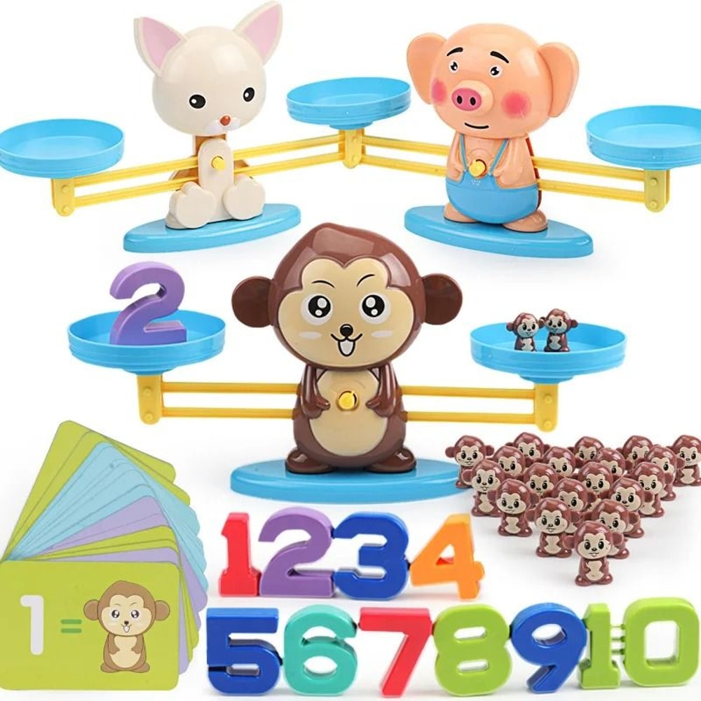 Montessori Math Toy Monkey Balance Scale Number Learning Game 0