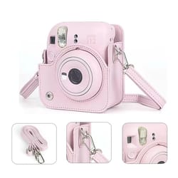 pu leather protective camera case for instax mini 12 with shoulder strap
