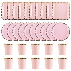 solid color disposable party tableware paper plates and cups set