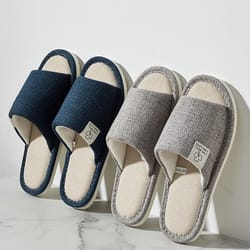 breathable linen open toe house slippers comfortable indoor summer shoes