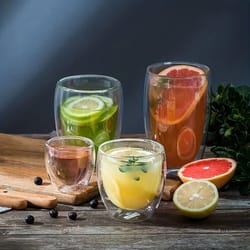 double wall glass cup insulated transparent espresso coffee and tea mug