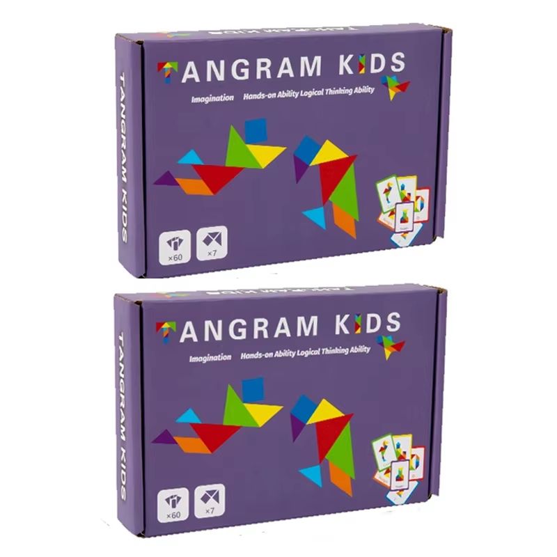 Colorful Wooden Tangram Puzzle Animal Pattern Blocks Animal Tangram Puzzle Montessori Sorting Toy 6