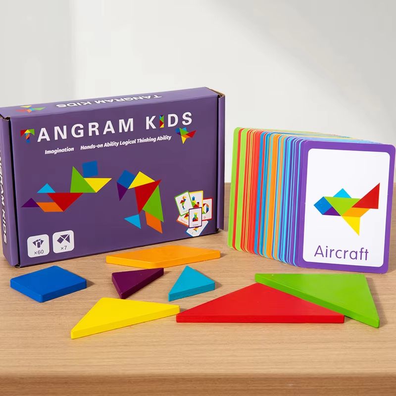 Colorful Wooden Tangram Puzzle Animal Pattern Blocks Animal Tangram Puzzle Montessori Sorting Toy 5