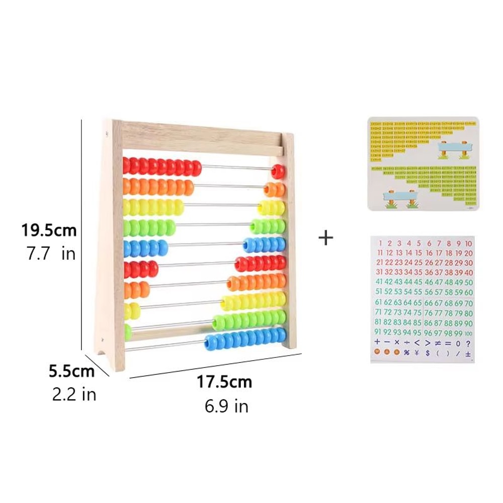Wooden Abacus For Kids Montessori Counting Toy With Rainbow Counting Beads 1