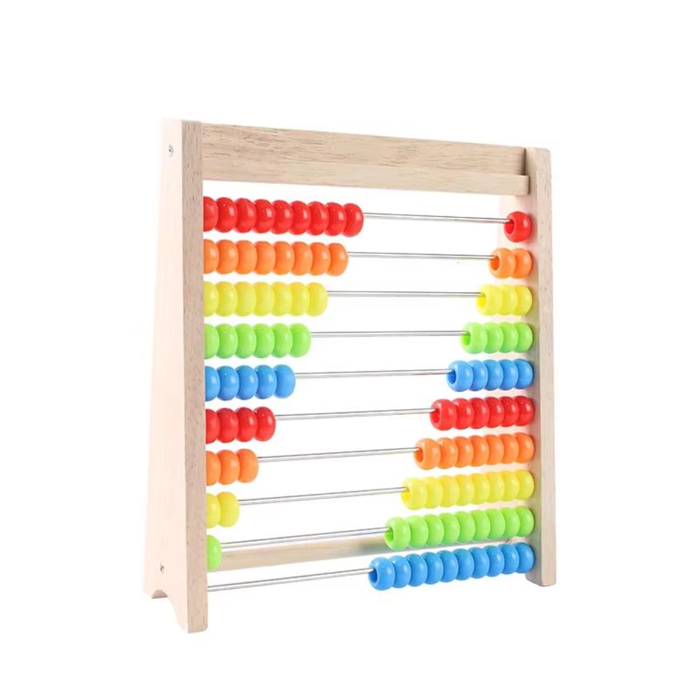 Wooden Abacus For Kids Montessori Counting Toy With Rainbow Counting Beads 3