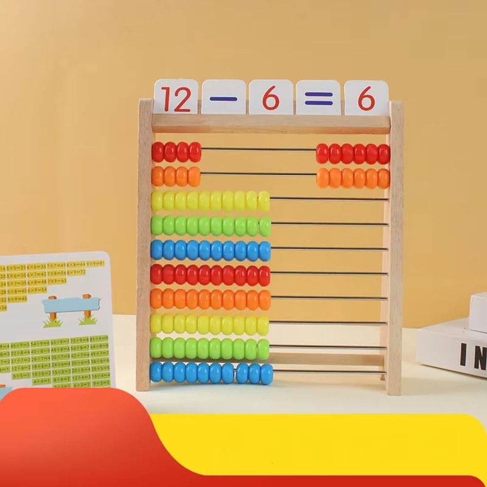 Wooden Abacus For Kids Montessori Counting Toy With Rainbow Counting Beads 7