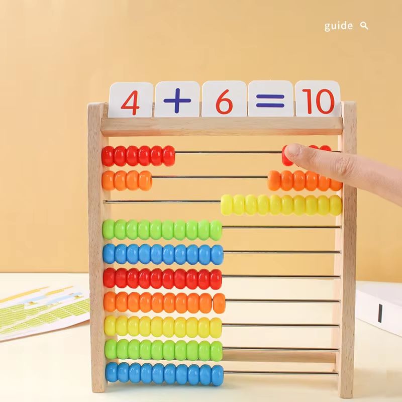 Wooden Abacus For Kids Montessori Counting Toy With Rainbow Counting Beads 8