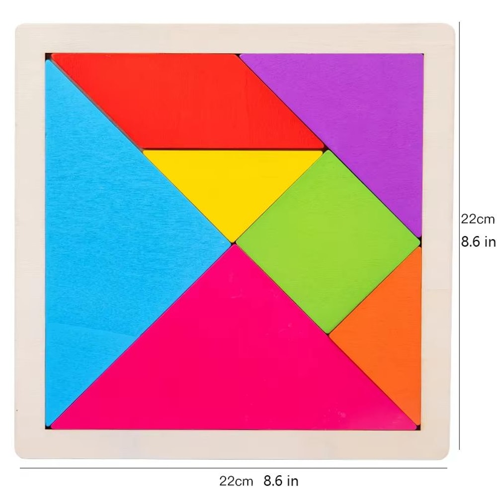 Wooden Tangram Puzzle For Kids 7Piece Color Shape Brain Teaser Set 4