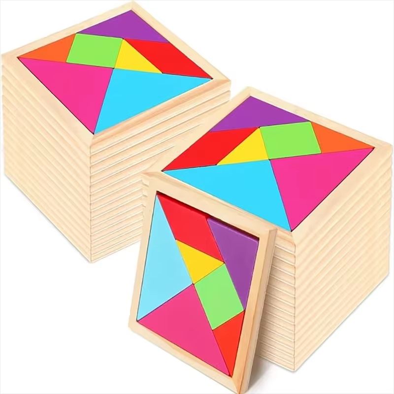 Wooden Tangram Puzzle For Kids 7Piece Color Shape Brain Teaser Set 5