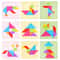 Wooden Tangram Puzzle For Kids 7Piece Color Shape Brain Teaser Set 7