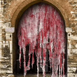 horror bloody door curtain – 30 by 72inches red halloween haunted house decoration