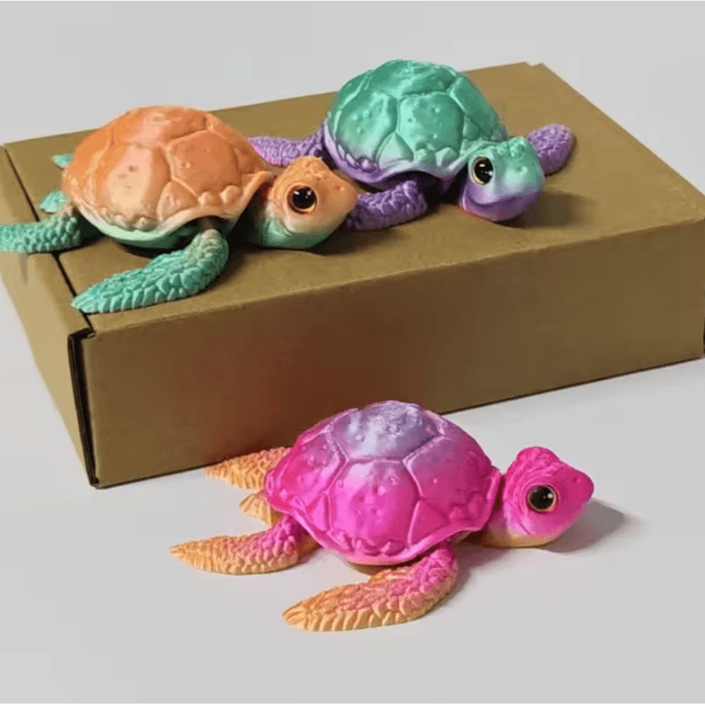 Set Of 3D Printed Turtle Figurines With Movable Joint Desk Ornaments Creative Desktop Decorations A 0