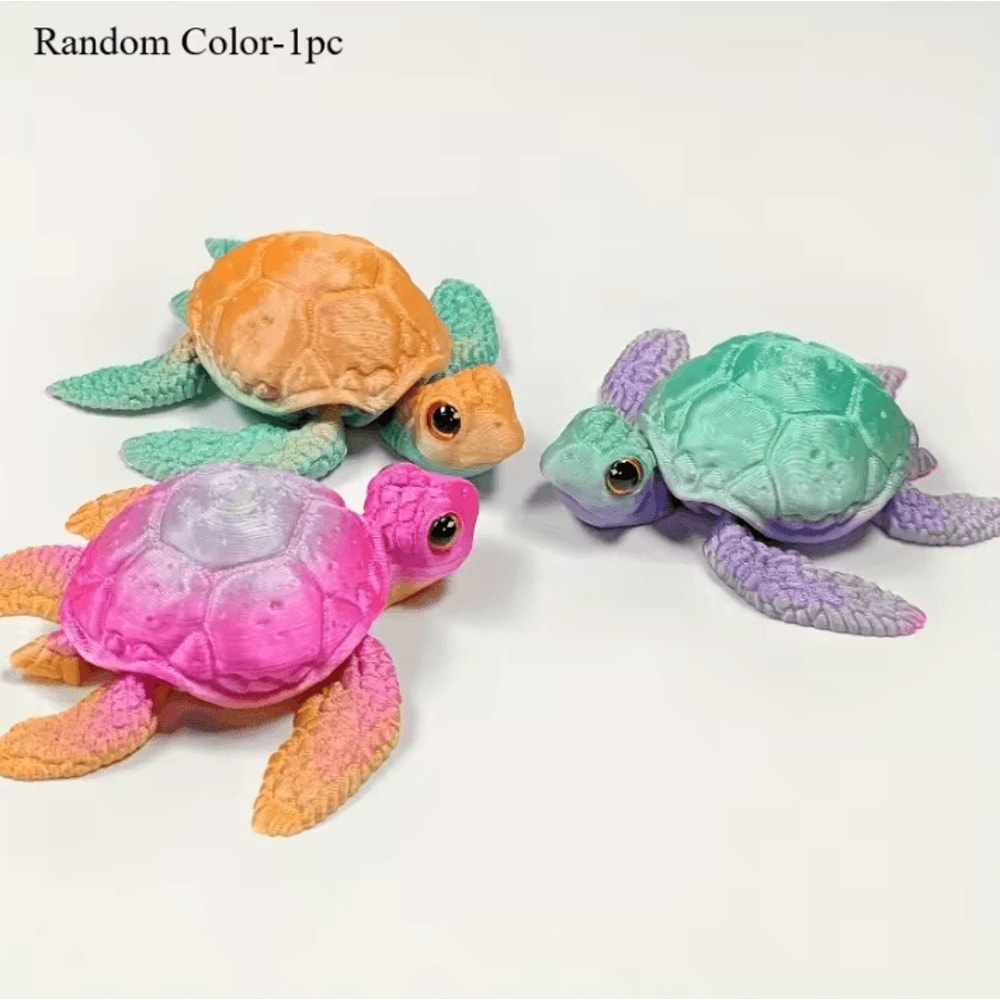 Set Of 3D Printed Turtle Figurines With Movable Joint Desk Ornaments Creative Desktop Decorations A 12